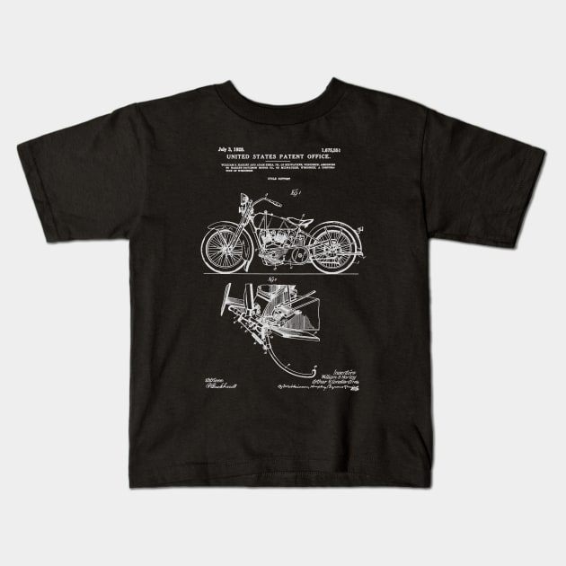 Motorcycle Patent White Kids T-Shirt by Luve